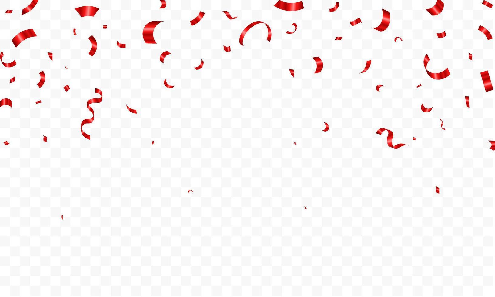 Red confetti , isolated on white background template. Festive party design elements. vector