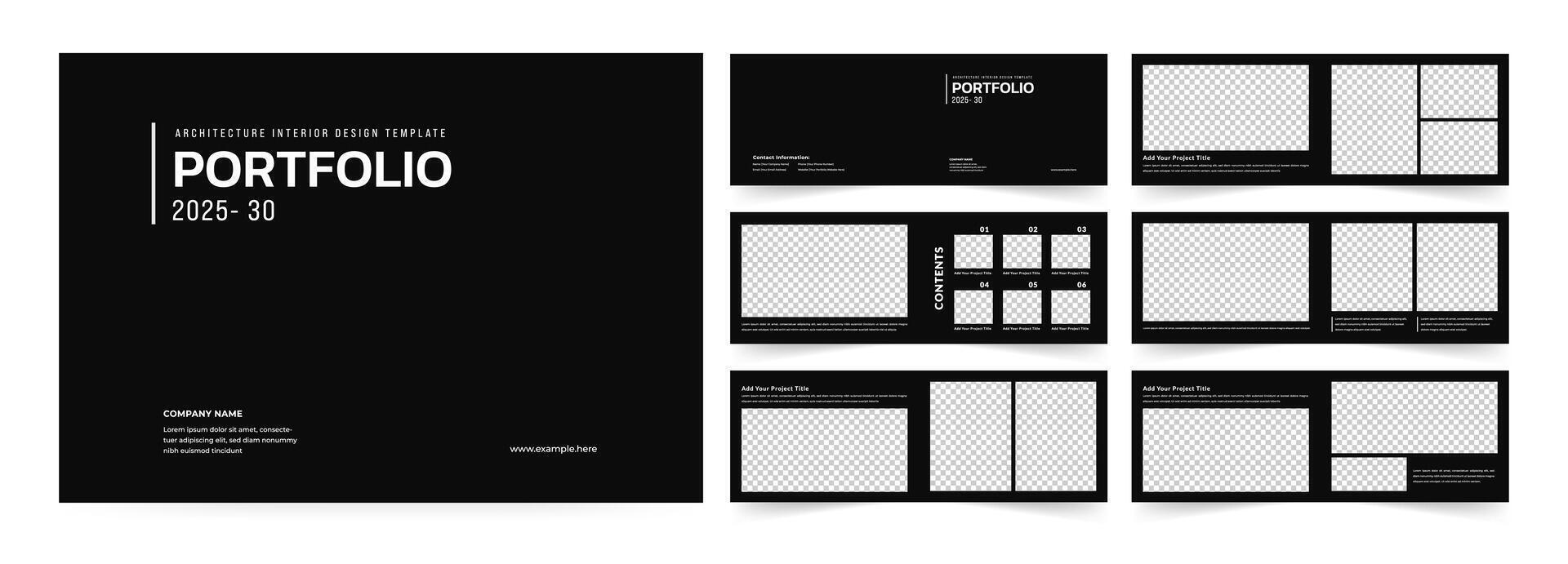 Landscape Portfolio Brochure Layout, A4 size brochure design for interior. vector