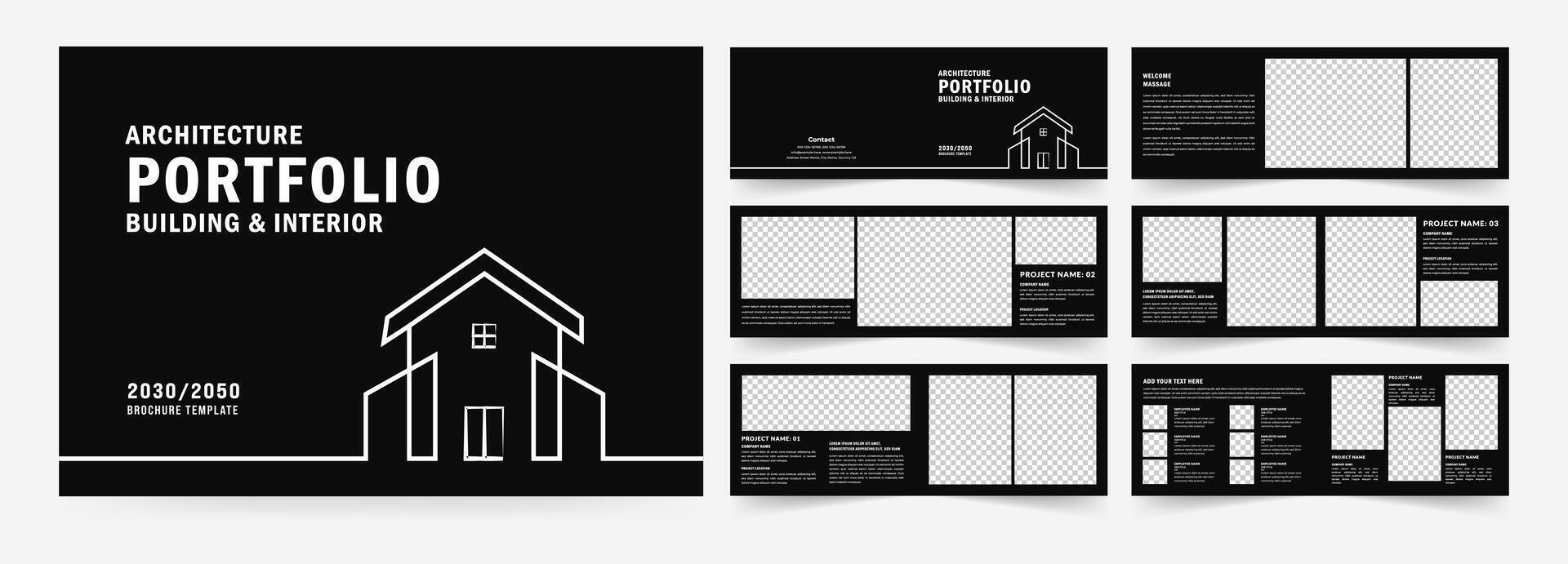 Landscape Architecture profile brochure template and interior portfolio layout design, a4 standard size print ready brochure template. vector