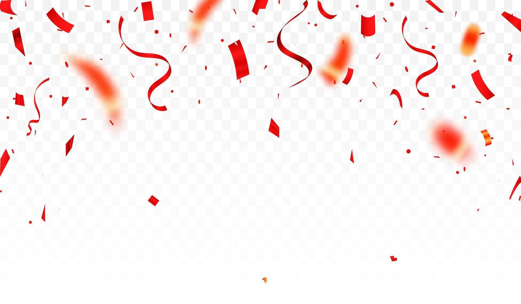 Celebration confetti. Shiny glossy red paper pieces fly and scatter around. Best surprise burst for festive, carnival, casino, party, birthday and anniversary decoration. ads. vector