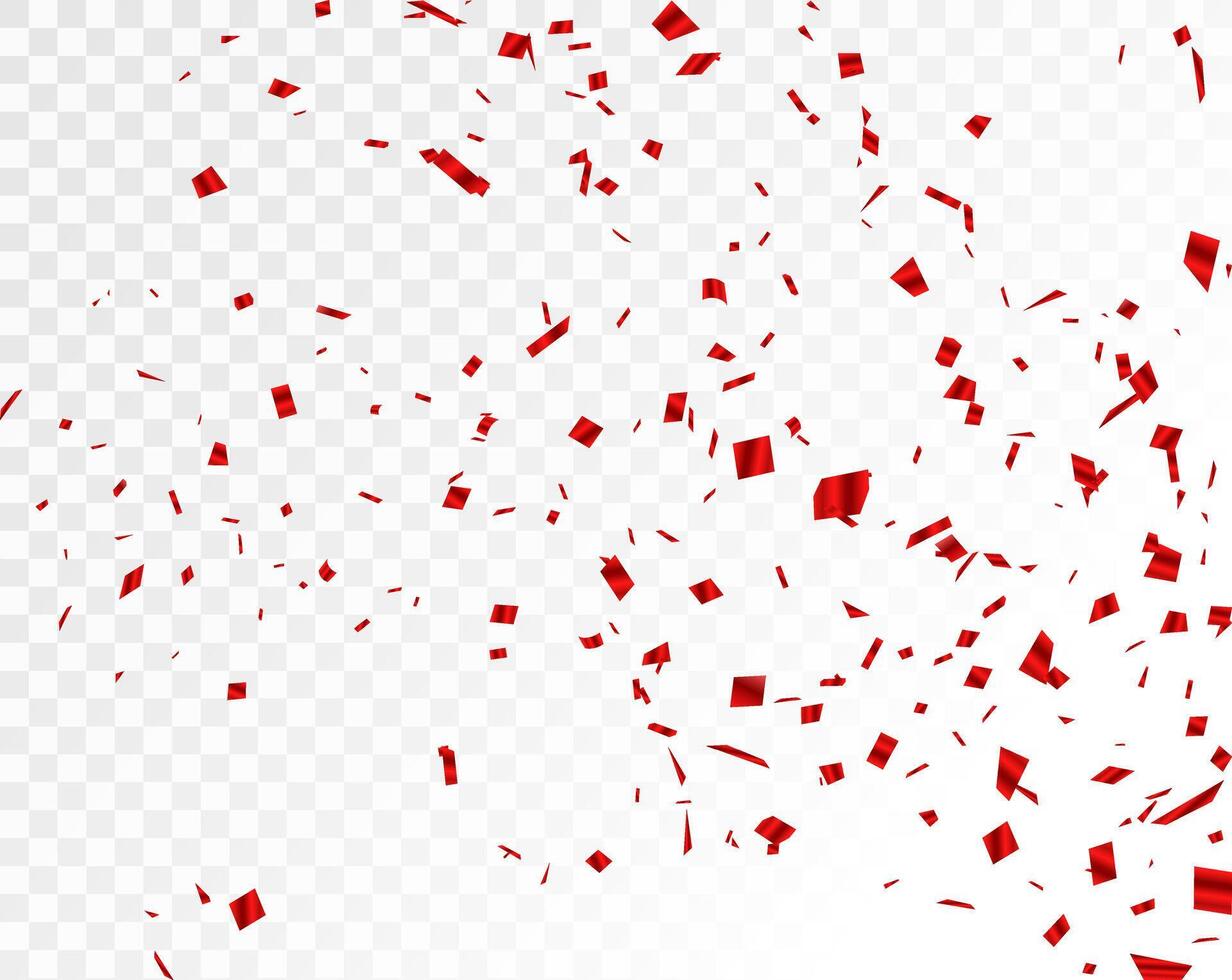 Red confetti template. streamer, tinsel on a white background. Holiday, birthday. vector