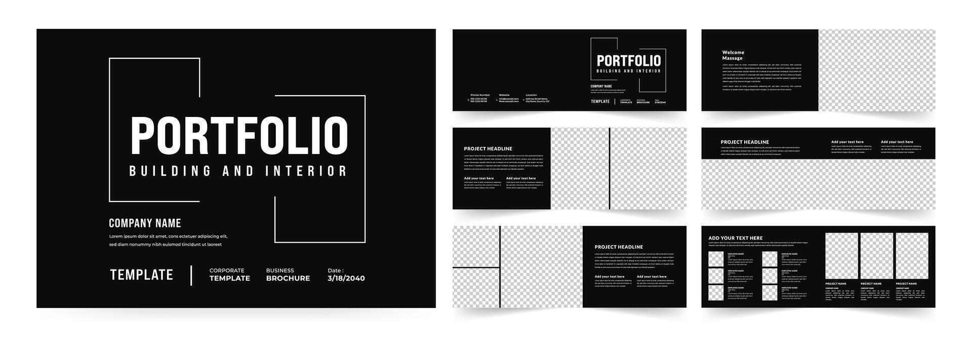 Landscape Architecture or interior portfolio brochure template, Real estate portfolio layout design vector