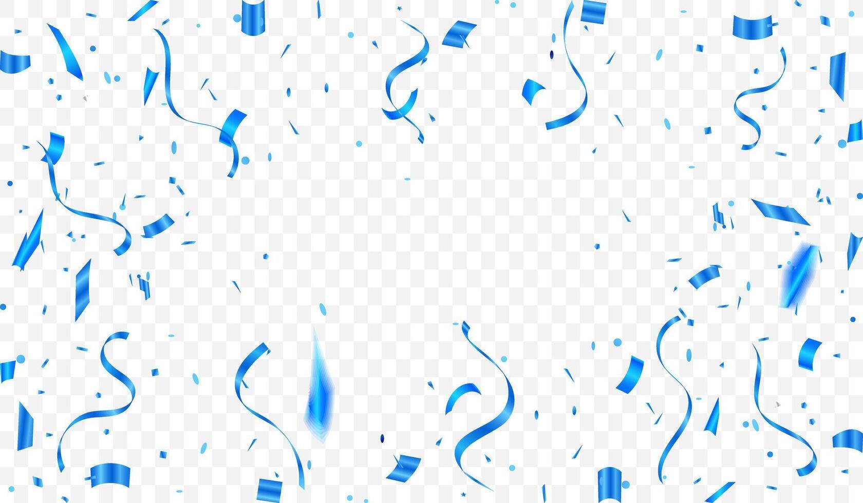 Blue confetti and ribbons. Celebration background template. Blue confetti background that is falling on background. vector