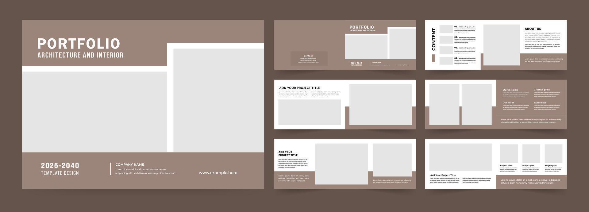 Landscape Architecture Portfolio or Portfolio Template Design, a4 size print ready brochure for architectural design. vector