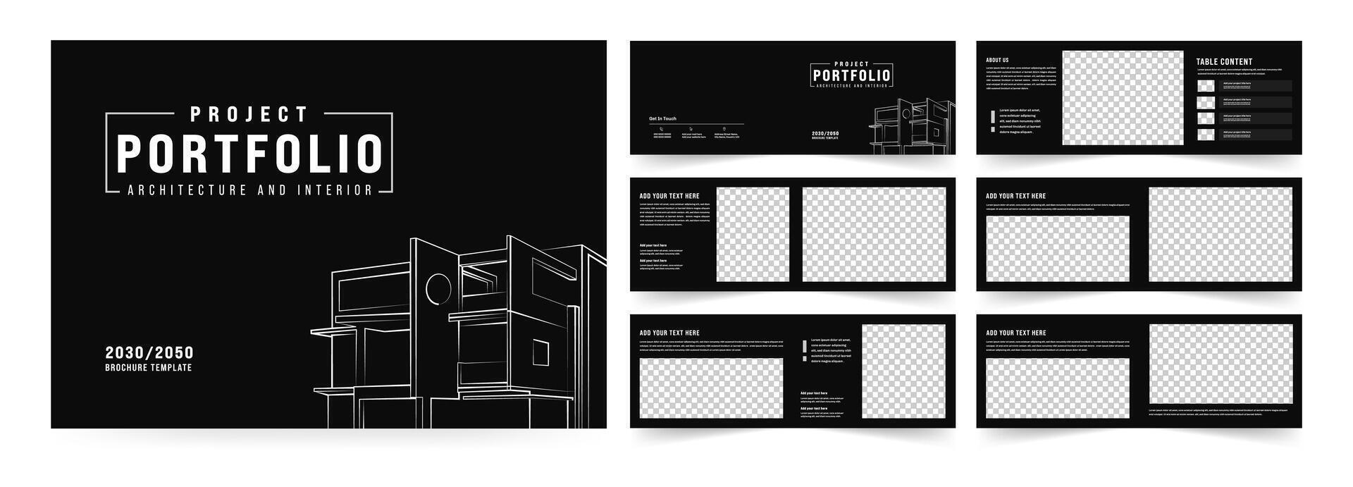 Landscape Architecture portfolio template or Portfolio layout design. A4 size brochure design for interior vector