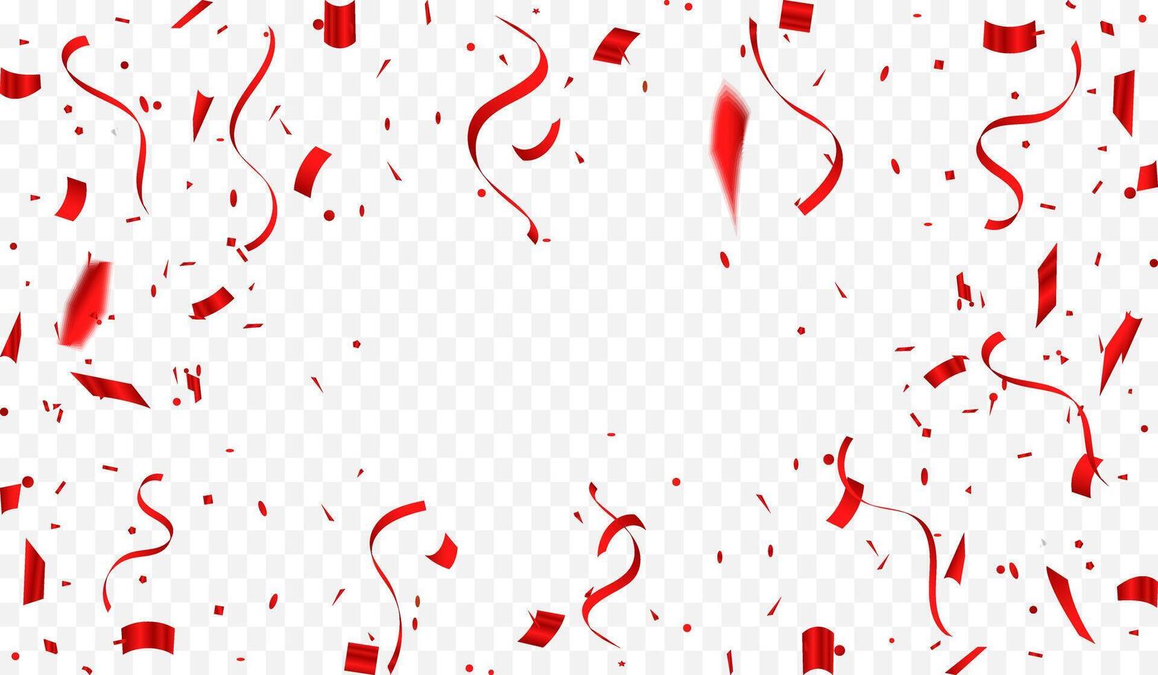Red confetti and ribbons. Celebration background template. Blue confetti background that is falling on white background. vector