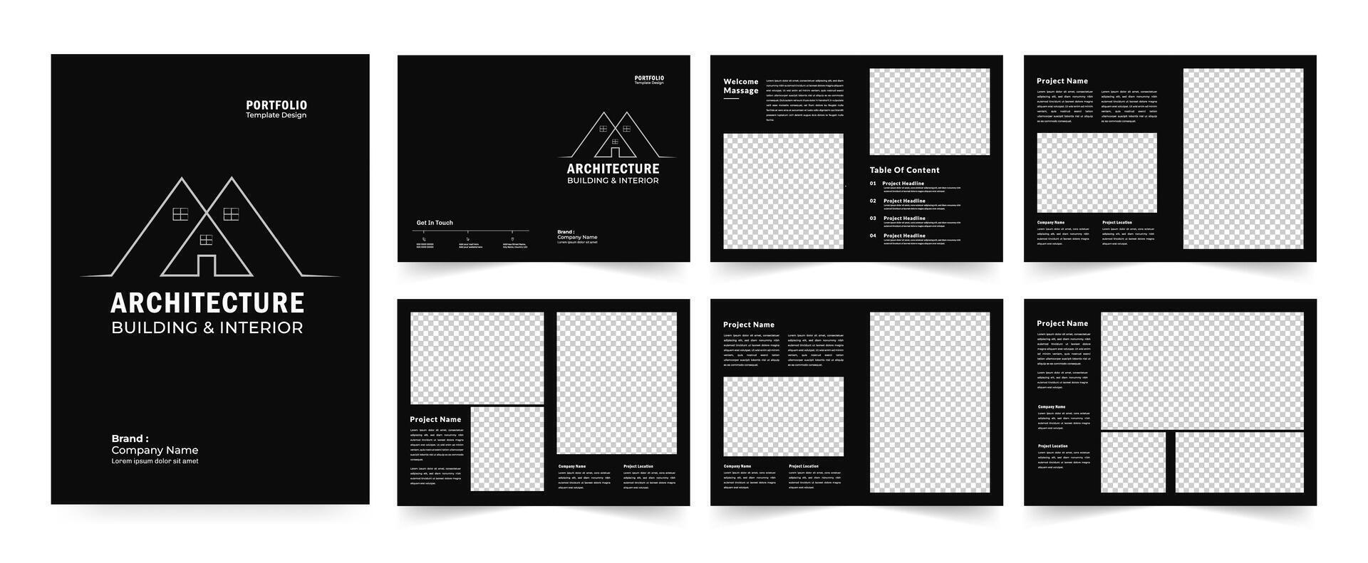 Architecture portfolio template or Portfolio layout design. A4 size brochure design for interior vector
