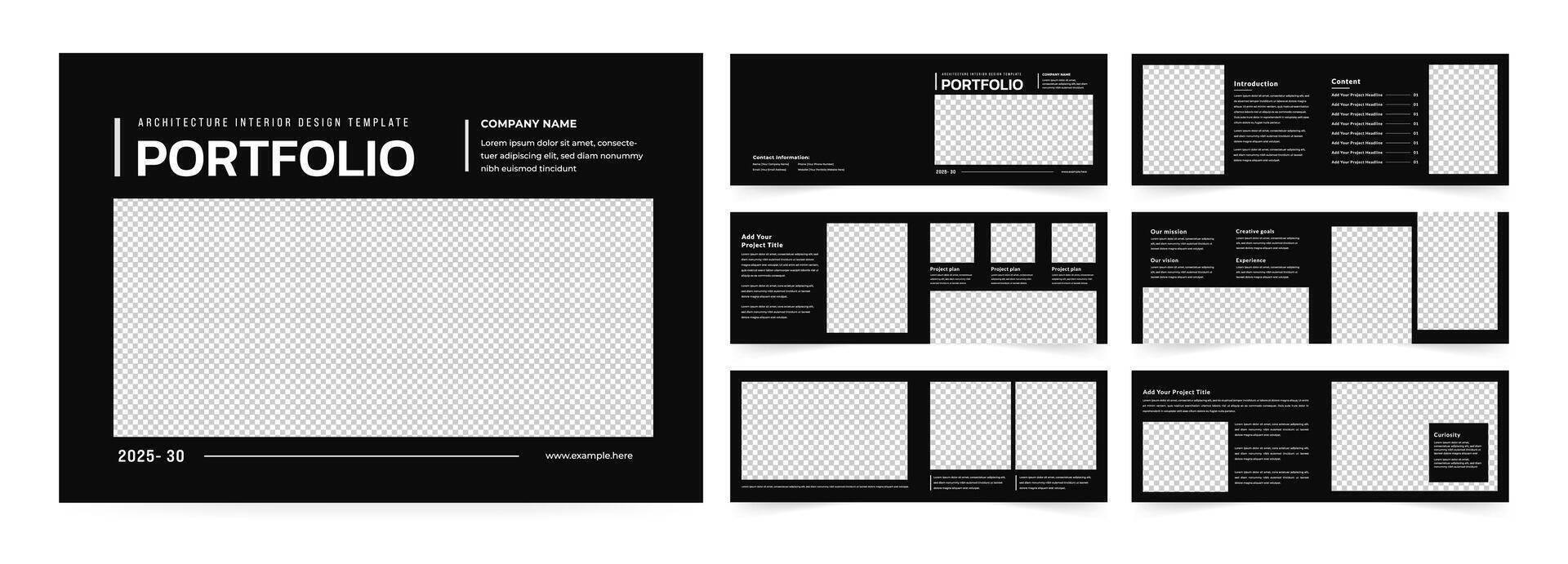 Landscape Architecture interior portfolio design template, Minimal brochure layout design, professional portfolio vector