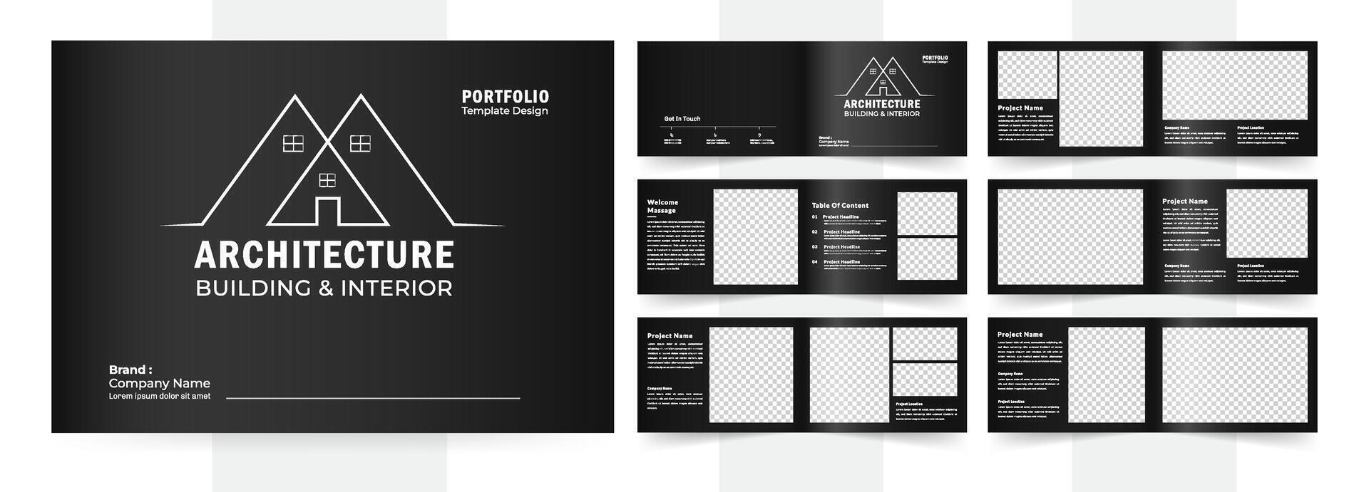 Landscape Modern Architecture and Interior Design Portfolio Template, Portfolio Brochure Layout, A4 Template vector