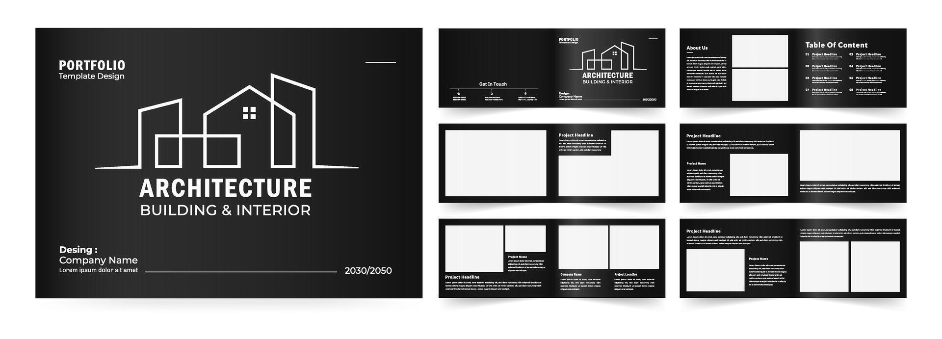 Landscape Architecture portfolio or business portfolio template design, Professional portfolio for architecture and interiors vector