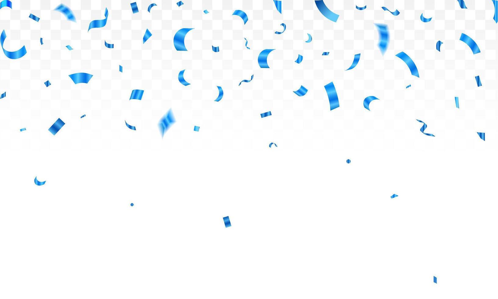 Blue confetti on white backdrop. Realistic falling tinsel. Luxury anniversary template. Flying decoration elements. vector
