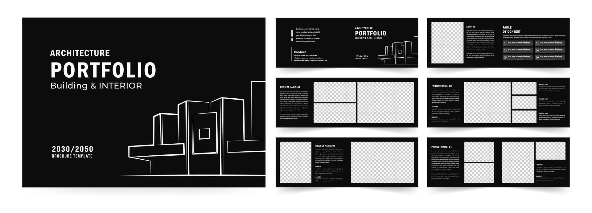 Landscape Architecture profile brochure template and interior portfolio layout design vector