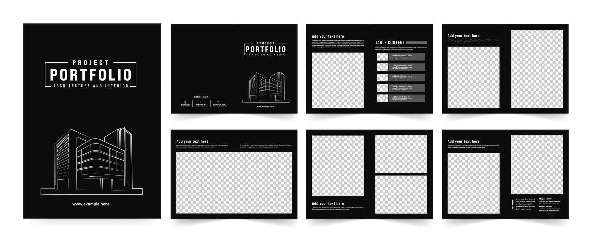 Architecture profile brochure template and interior portfolio layout design, a4 standard size print ready brochure template. vector