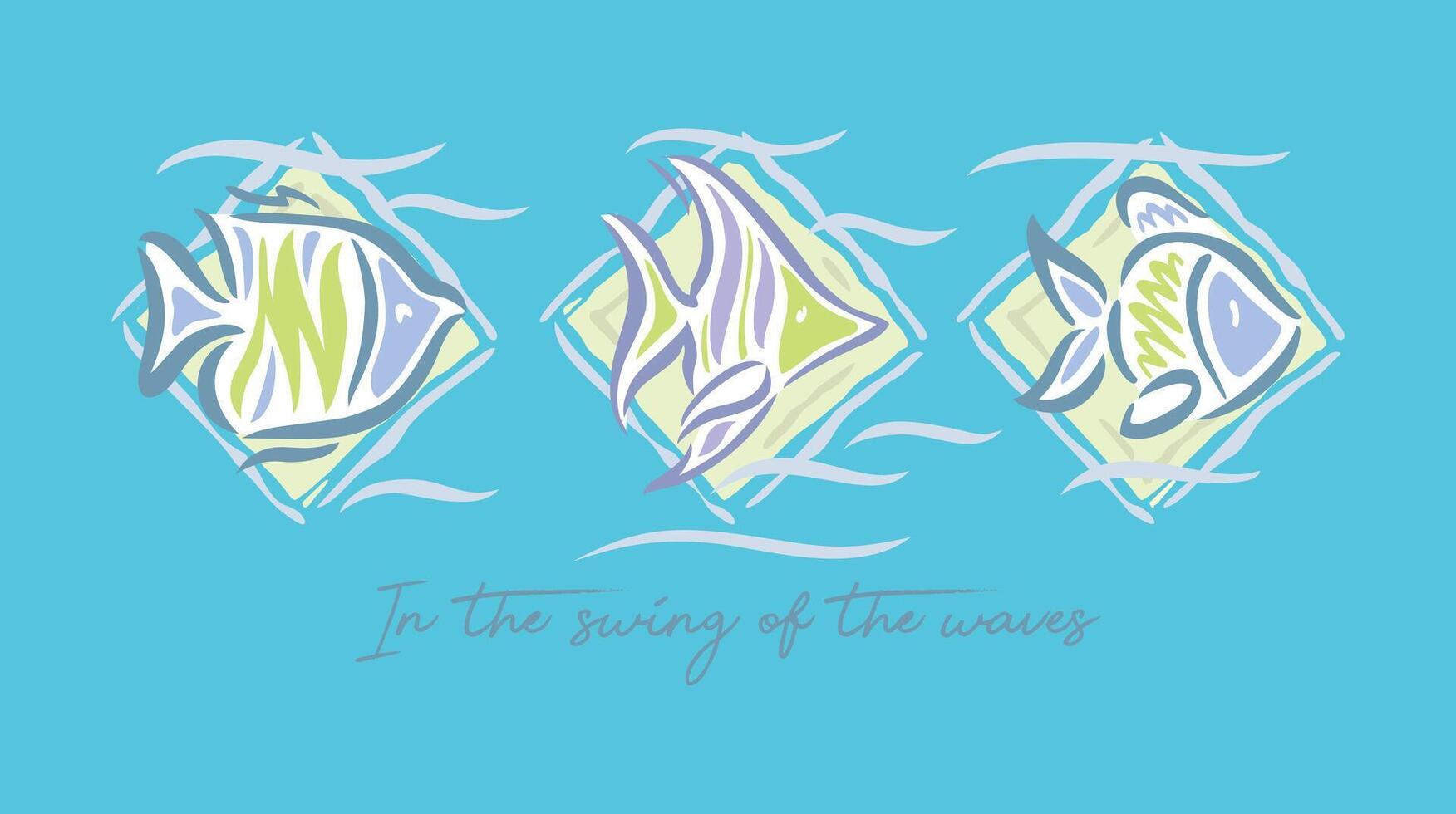 Stylized illustration of colorful fish. Editable art for decoration, t-shirt prints and other uses. vector