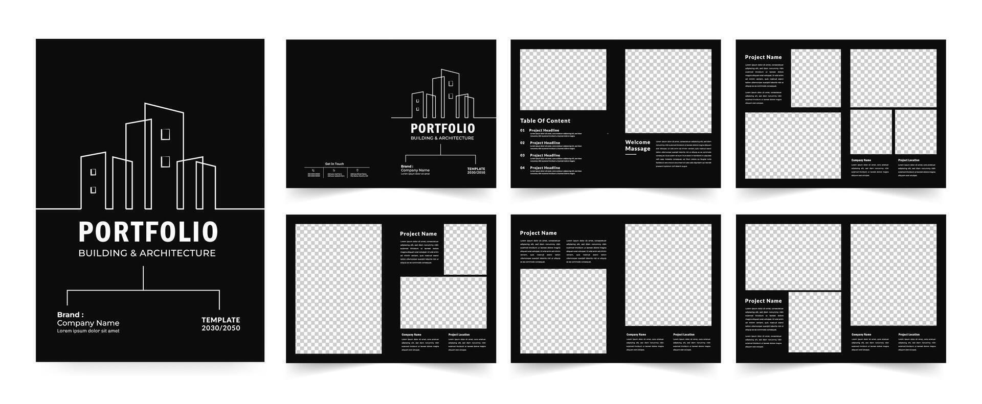 Architecture Portfolio Template, Minimalist Portfolio Brochure Design vector
