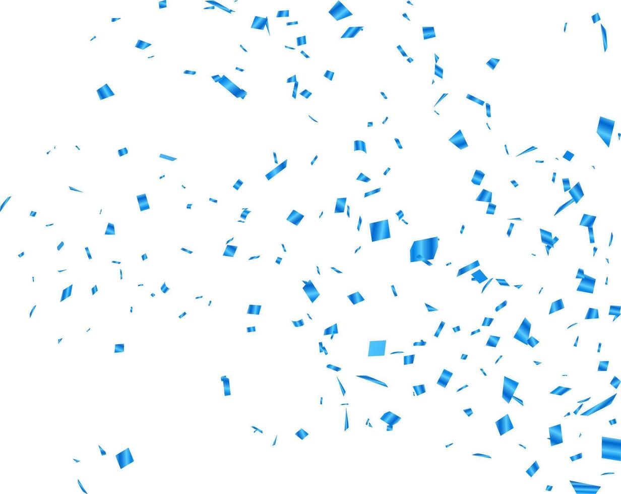 Blue confetti template. streamer, tinsel on white background. Holiday, birthday. vector