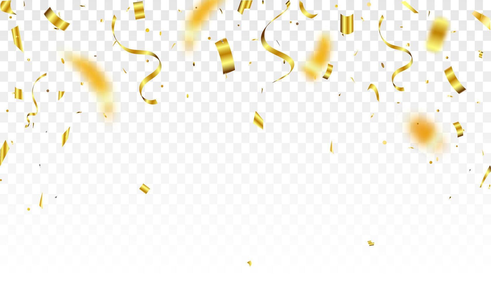 Luxury confetti flying for celebration party banner. Falling shiny golden confetti isolated on white background vector
