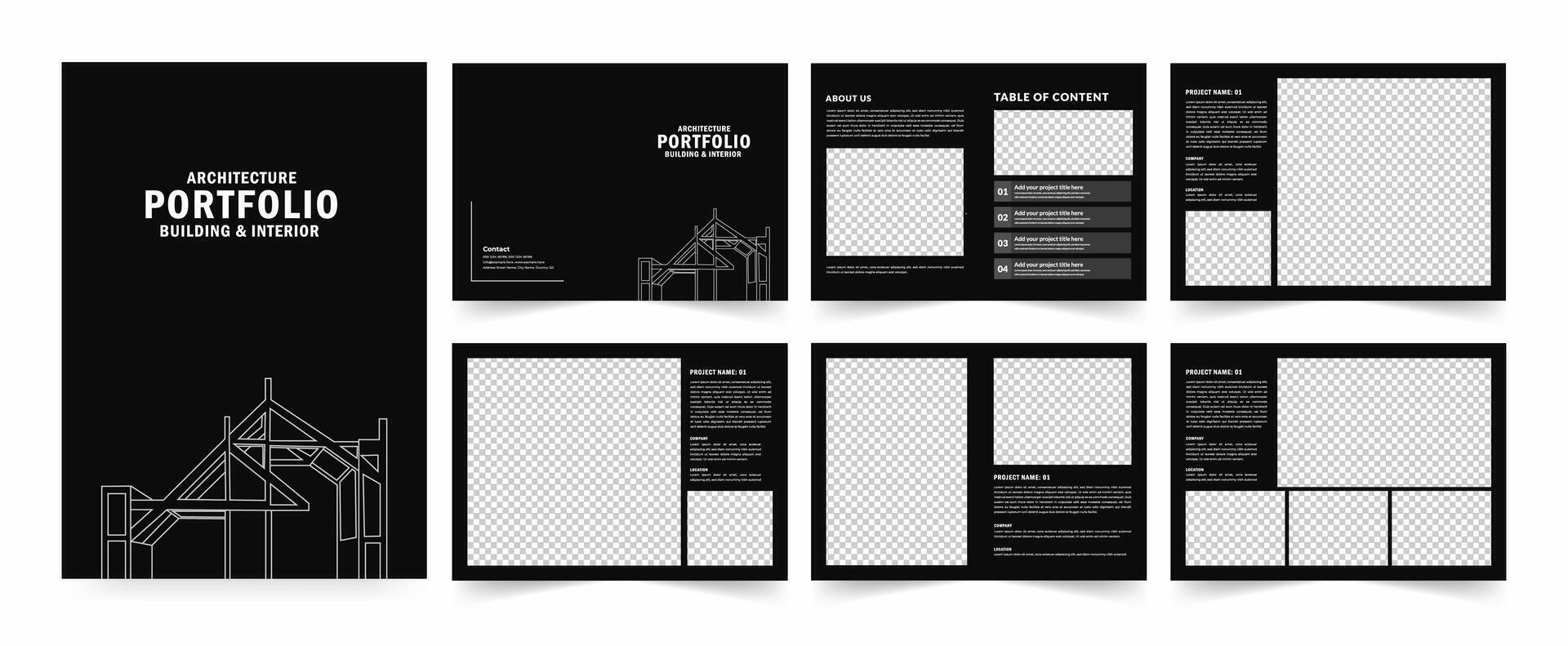 Architecture portfolio design template, architectural portfolio layout design, a4 standard size print ready brochure template. vector