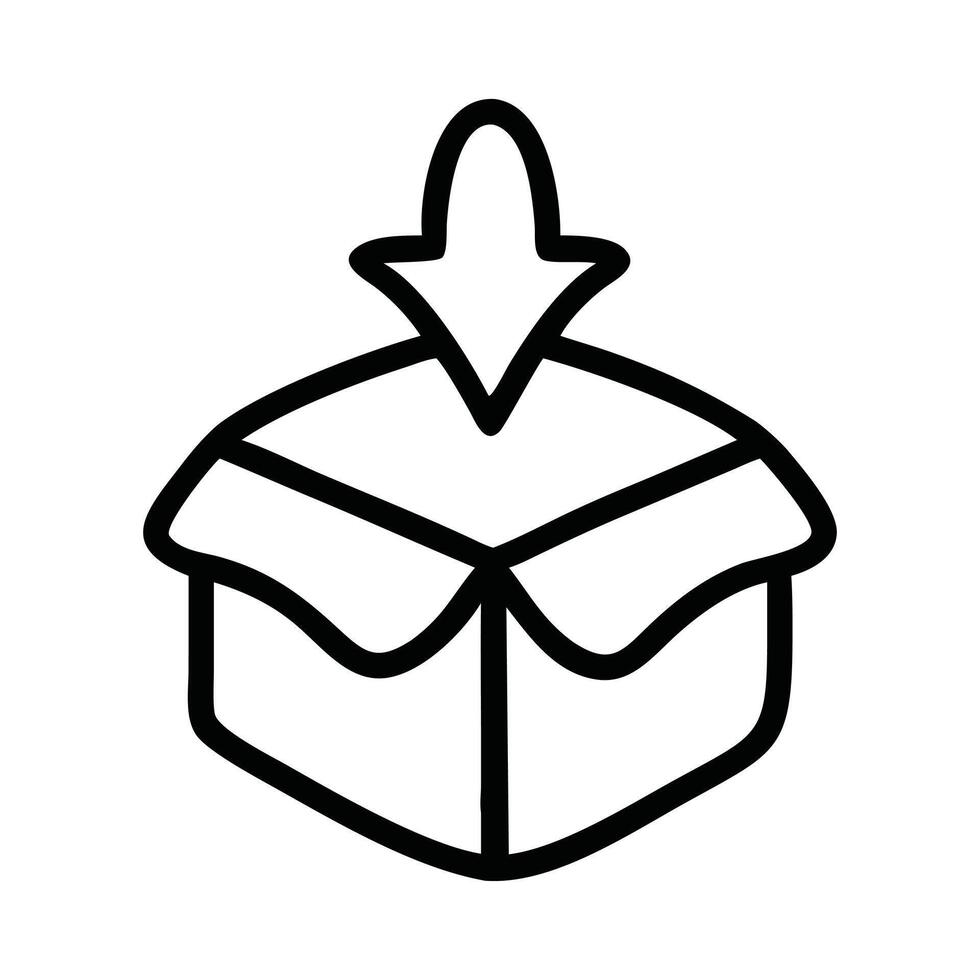 Business symbol outline, Outline Icon Clipart - Shipping Box With Arrow Icon illustration in black and white vector
