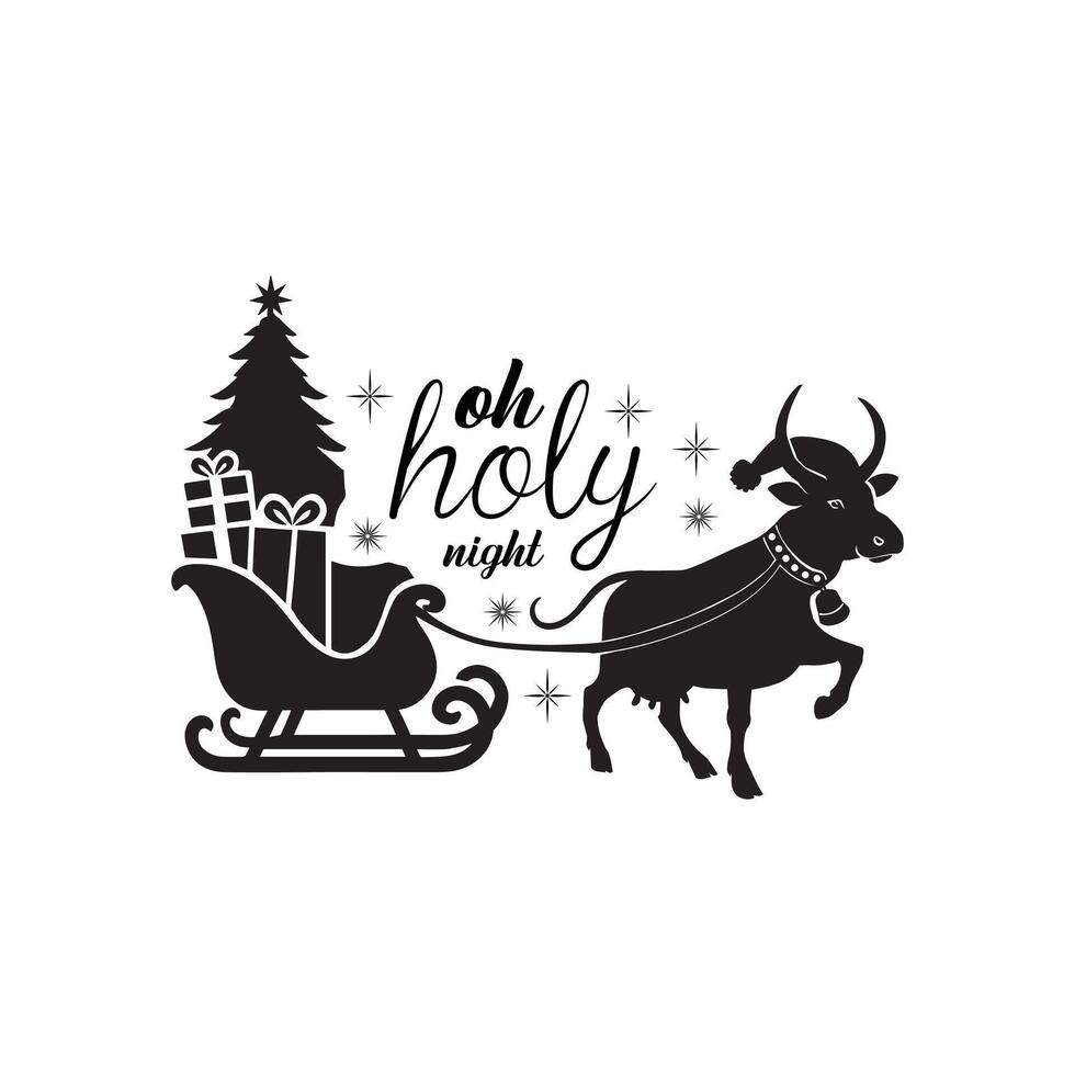 Holy Night - Christmas Typography T-shirt Design , Merry Xmas Quote illustration vector