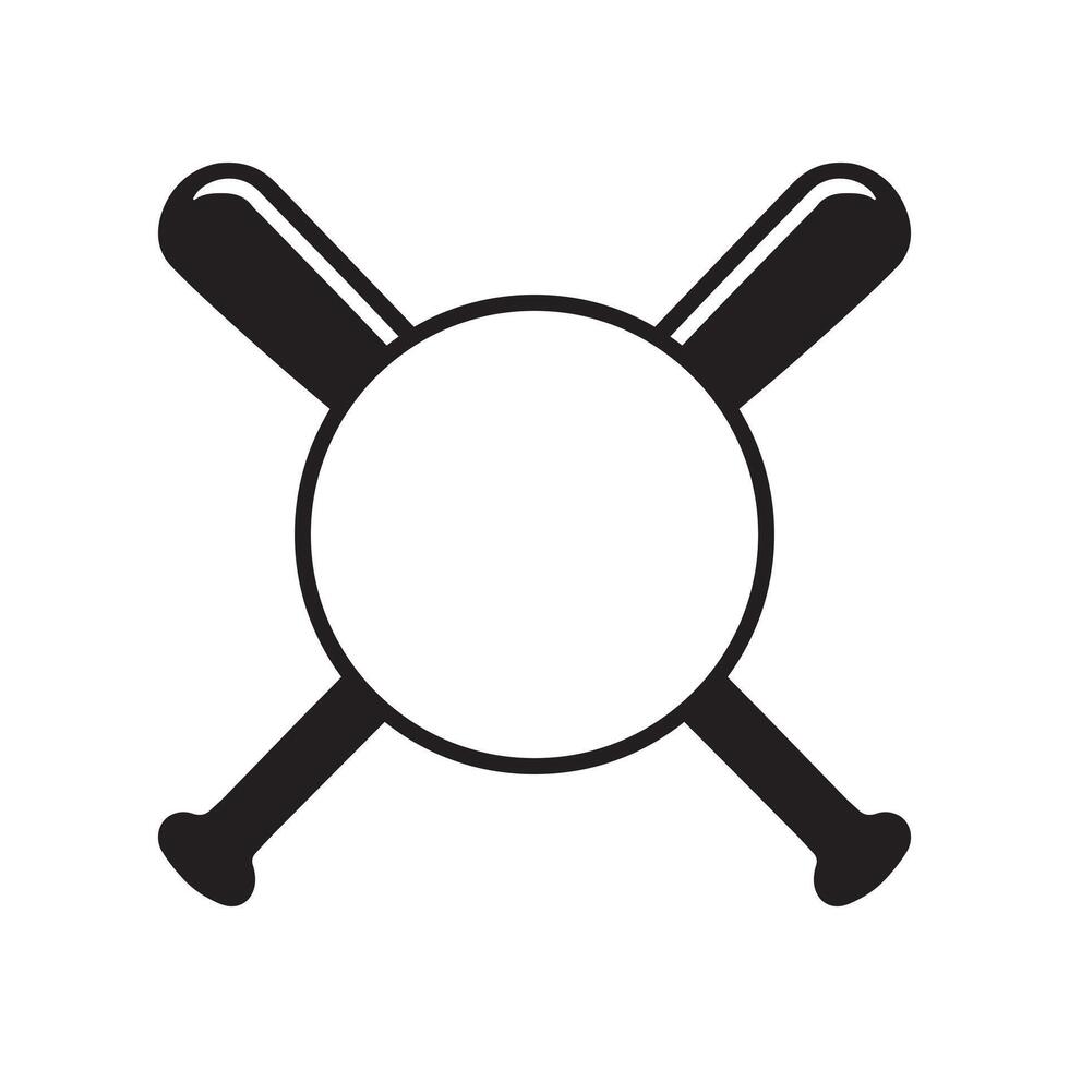 Baseball clipart, sports equipment silhouette, Cross baseball bat Illustration vector