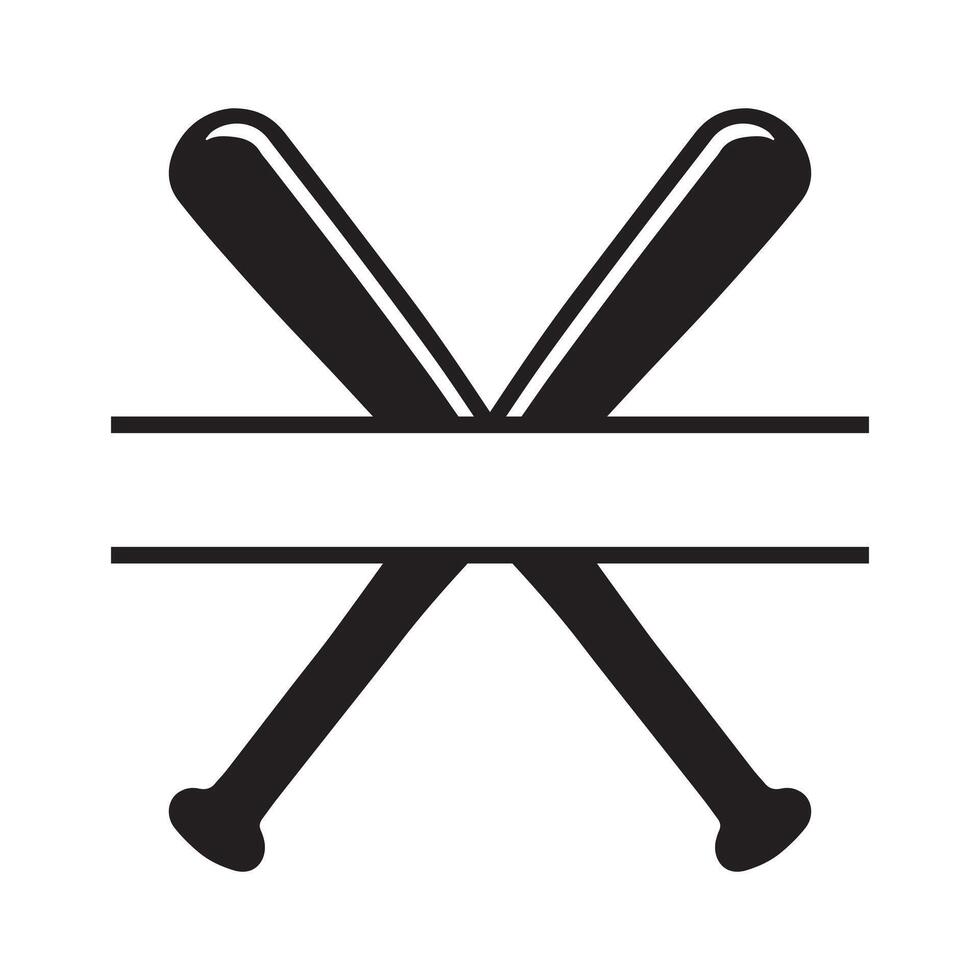 Baseball clipart, sports equipment silhouette, Cross baseball bat Illustration vector