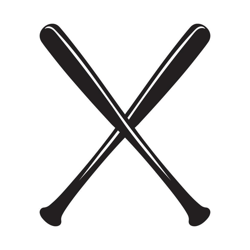 Baseball clipart, sports equipment silhouette, Cross baseball bat Illustration vector