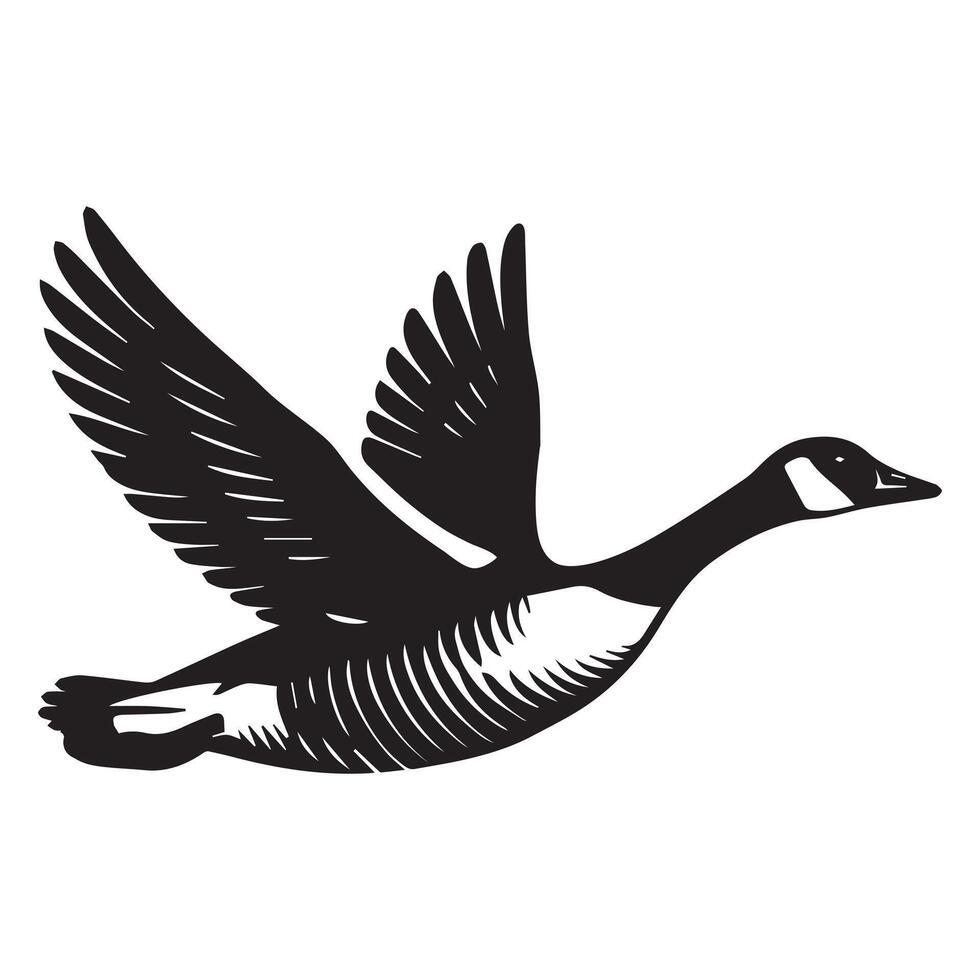 Canada goose Silhouette, Branta Canadensis Duck Clipart, Canada Goose flying Illustration black and white vector