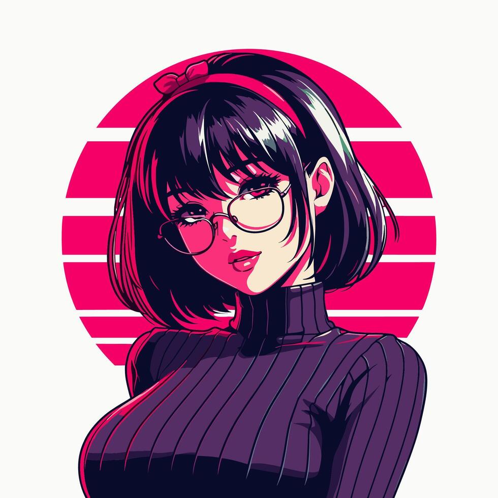 anime girl aesthetics background vector