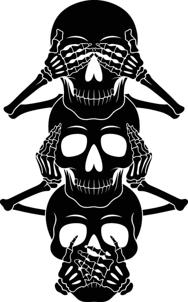 See Hear Speak No Evil Skulls vector