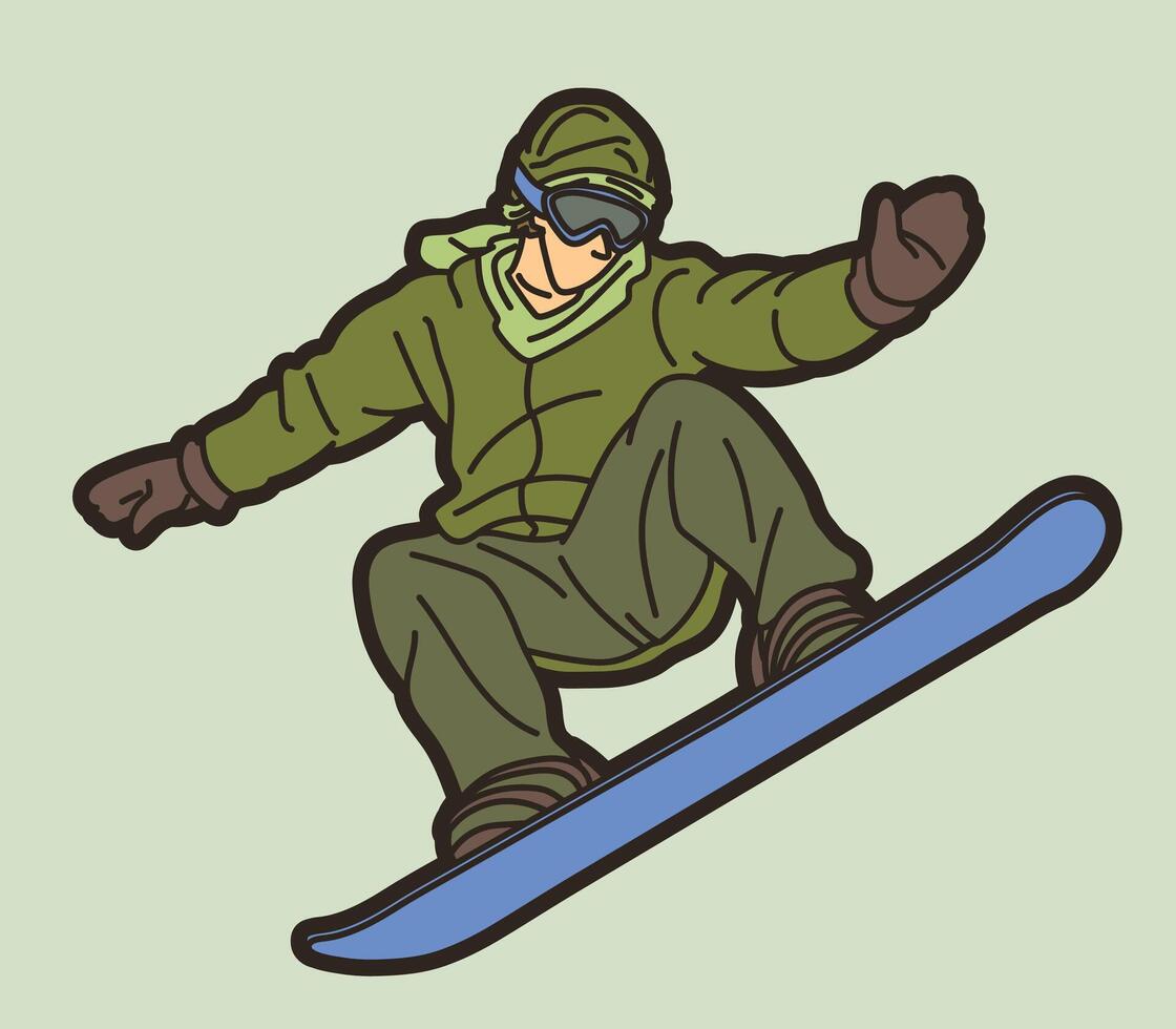 Snowboard Player Action Extreme Sport Graffiti vector