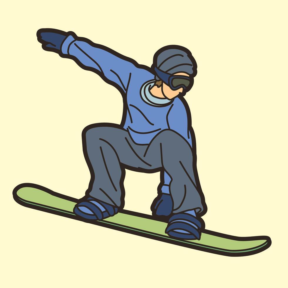 Cartoon Extreme Sport Snowboard Player Action Snowboarder vector