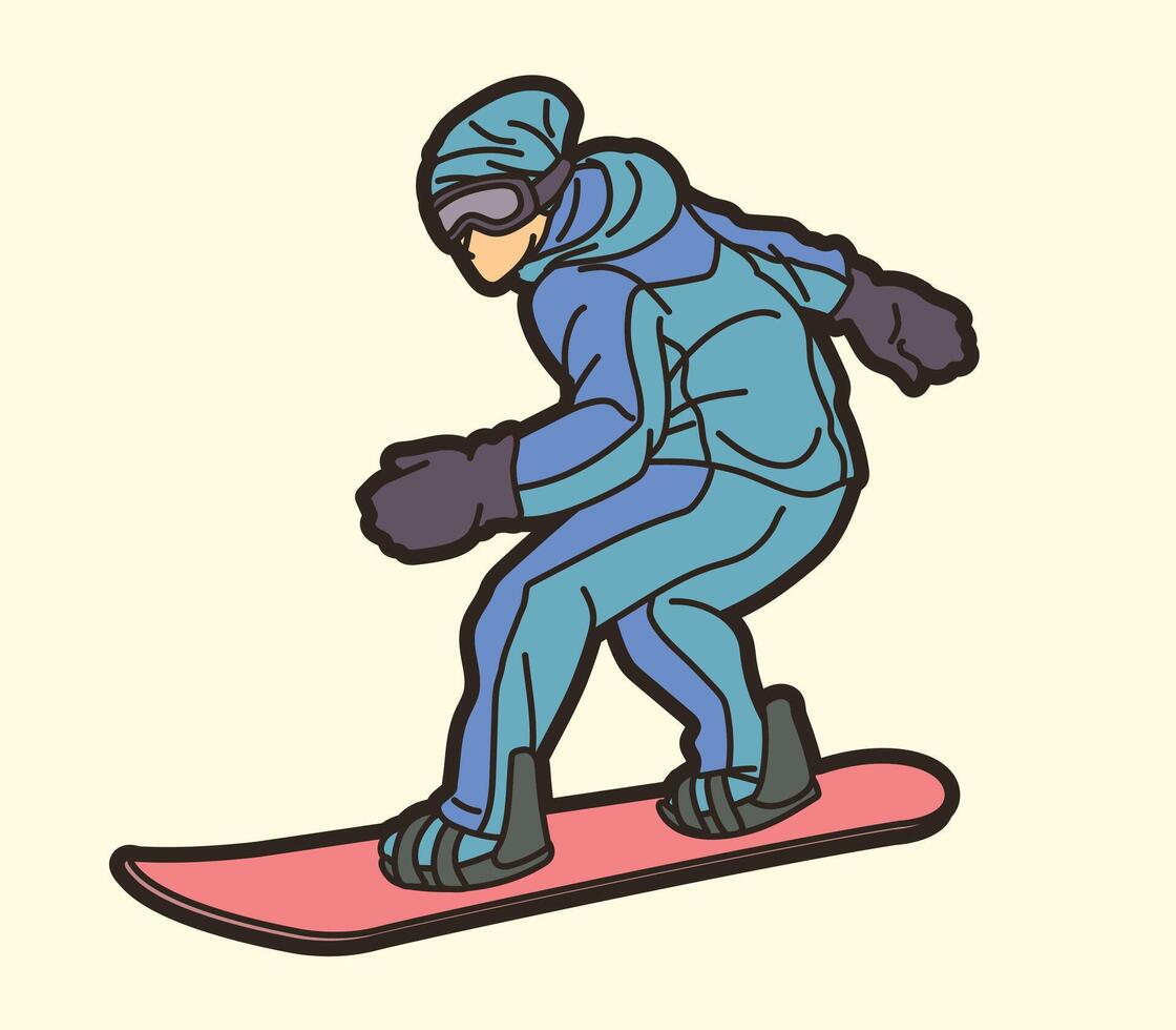 Snowboard Player Action Cartoon Extreme Sport Graphic Design vector