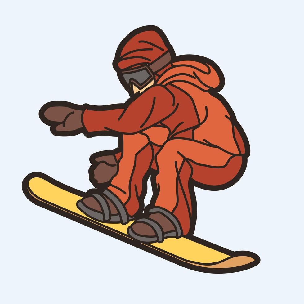Extreme Sport Snowboard Player Action Cartoon vector
