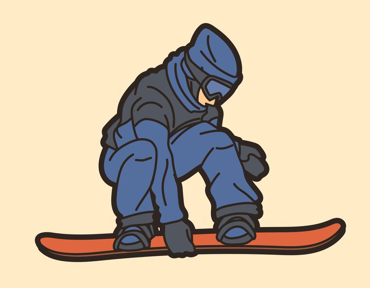 Snowboard Player Jumping Action Cartoon Sport vector