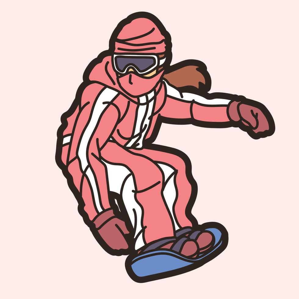 Extreme Sport Female Snowboard Player Action vector
