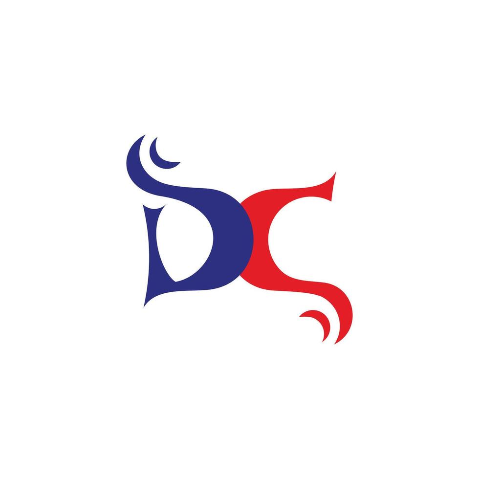 letter dc abstract colors curves linked logo vector