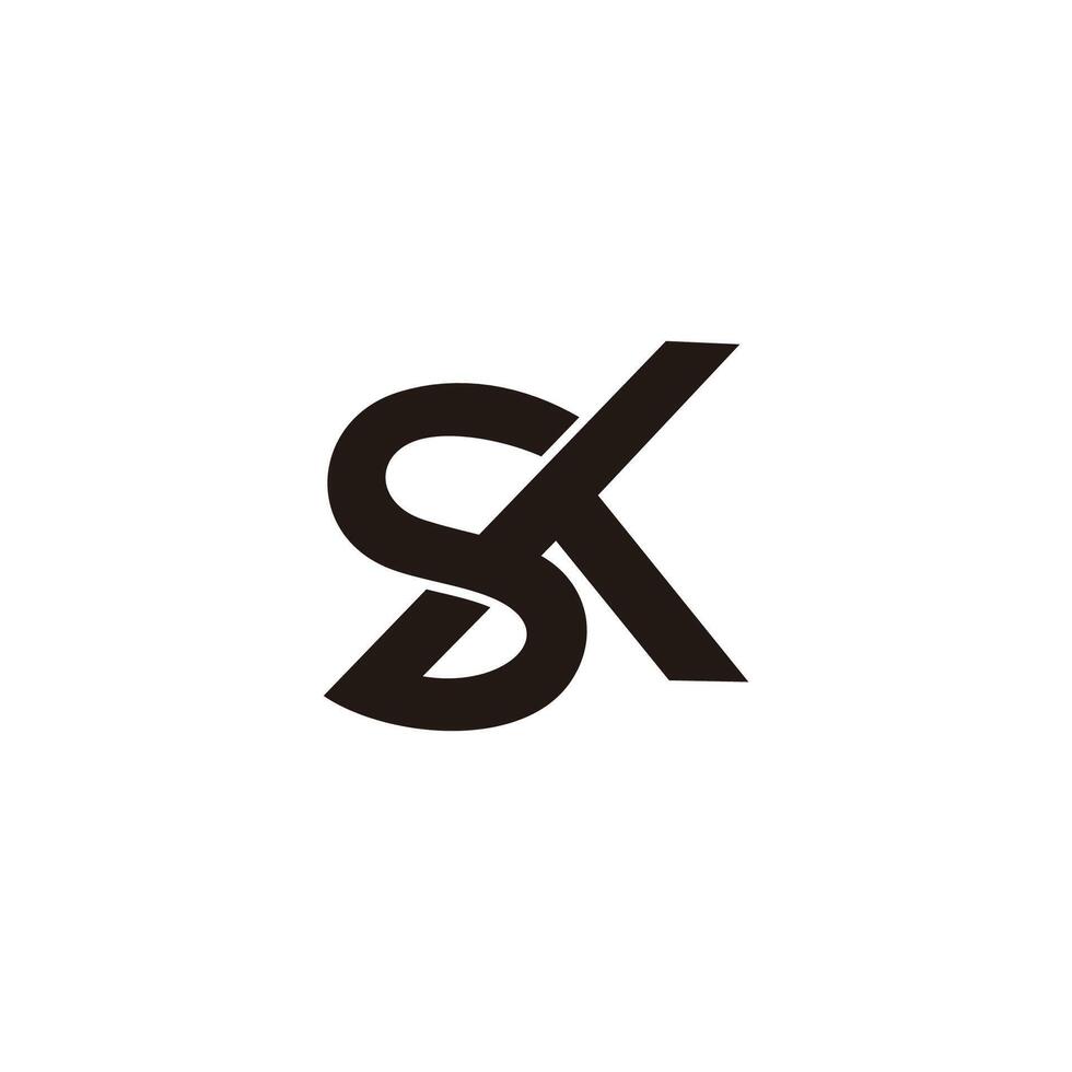 letter sk linked overlapping simple logo vector