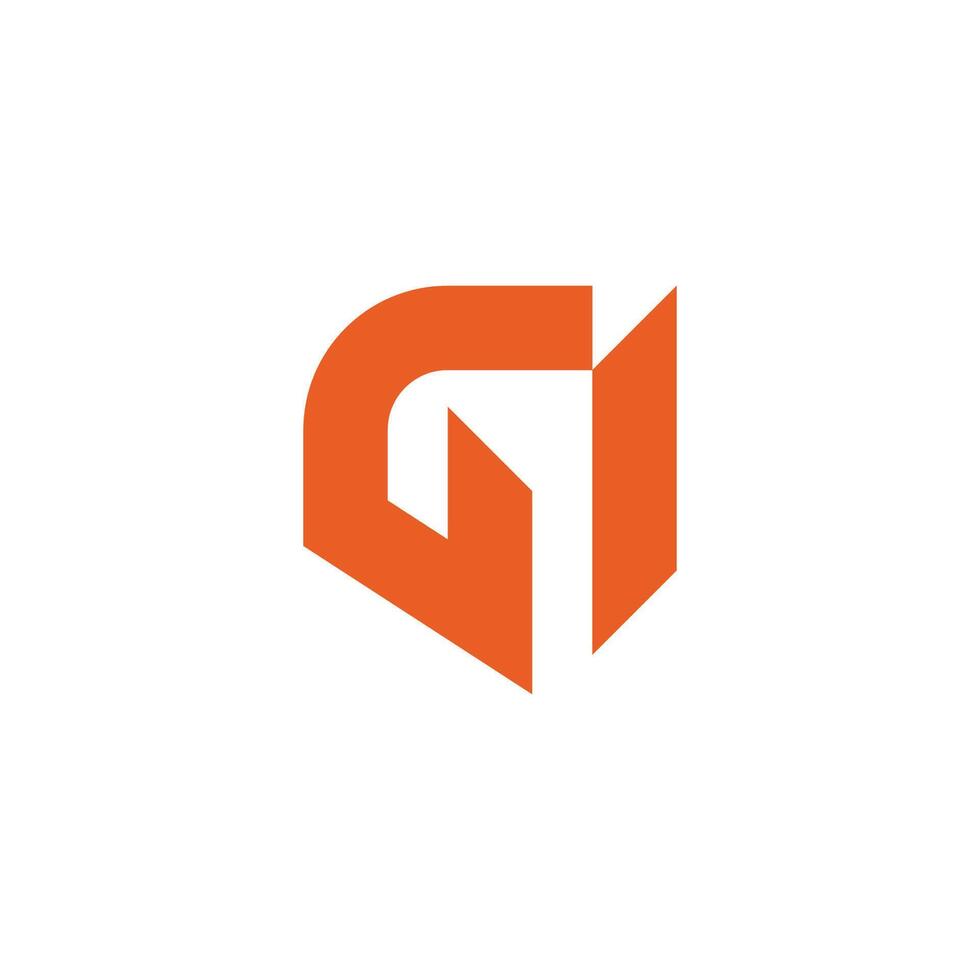 letter gi simple geometric sharp line logo vector