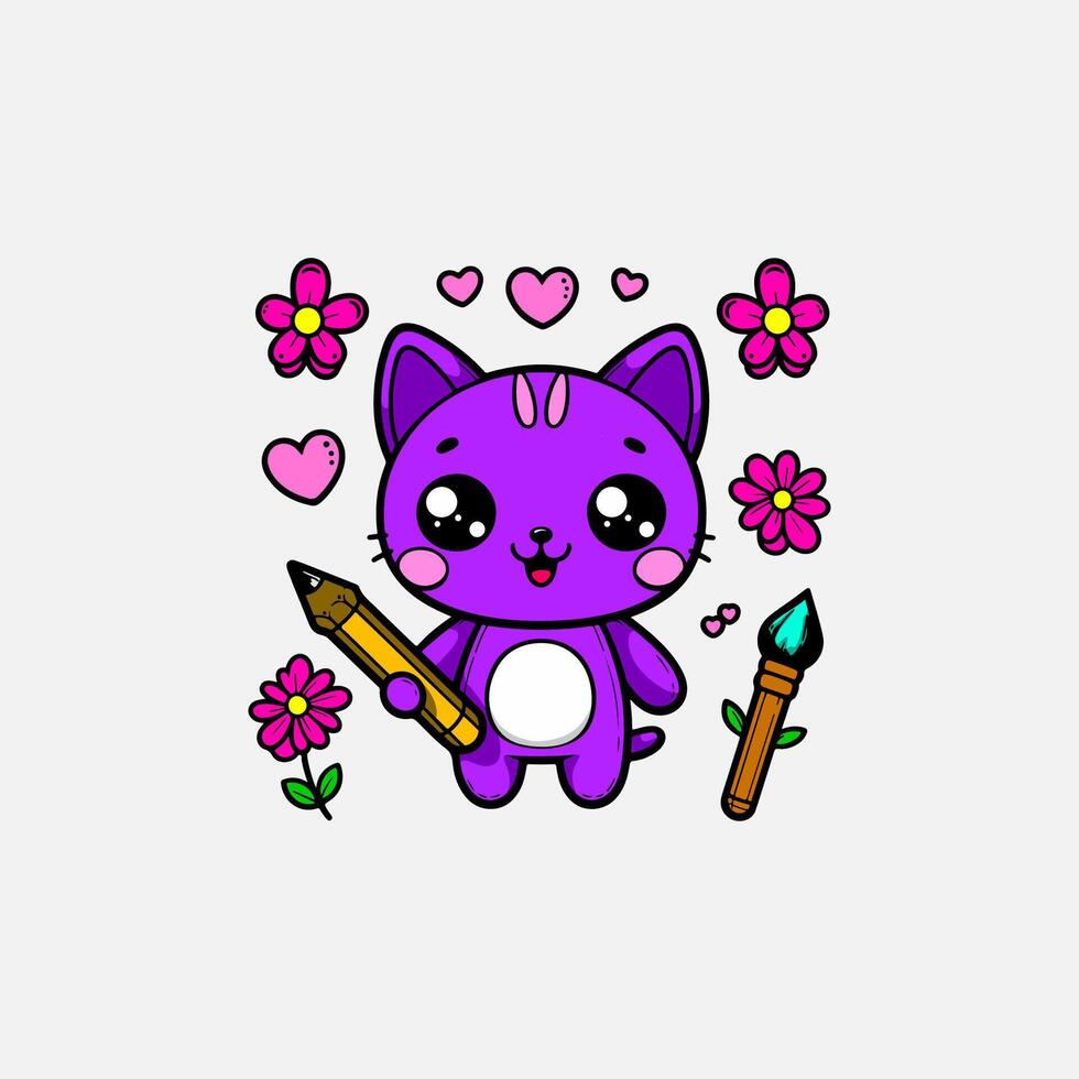 Cute cat cartoon vector