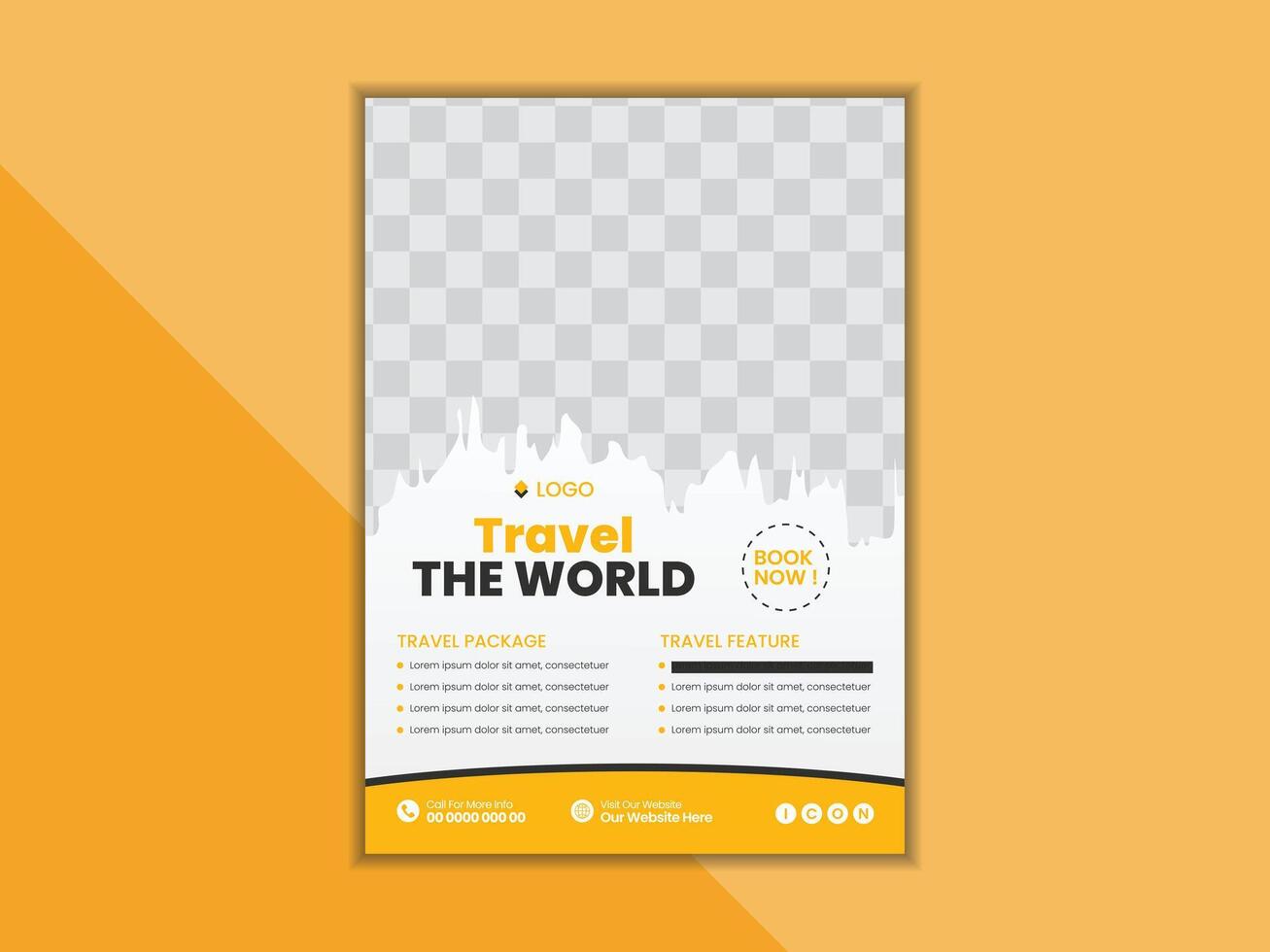 Modern travel flyer design template. Professional business travel flyer for agency. vector