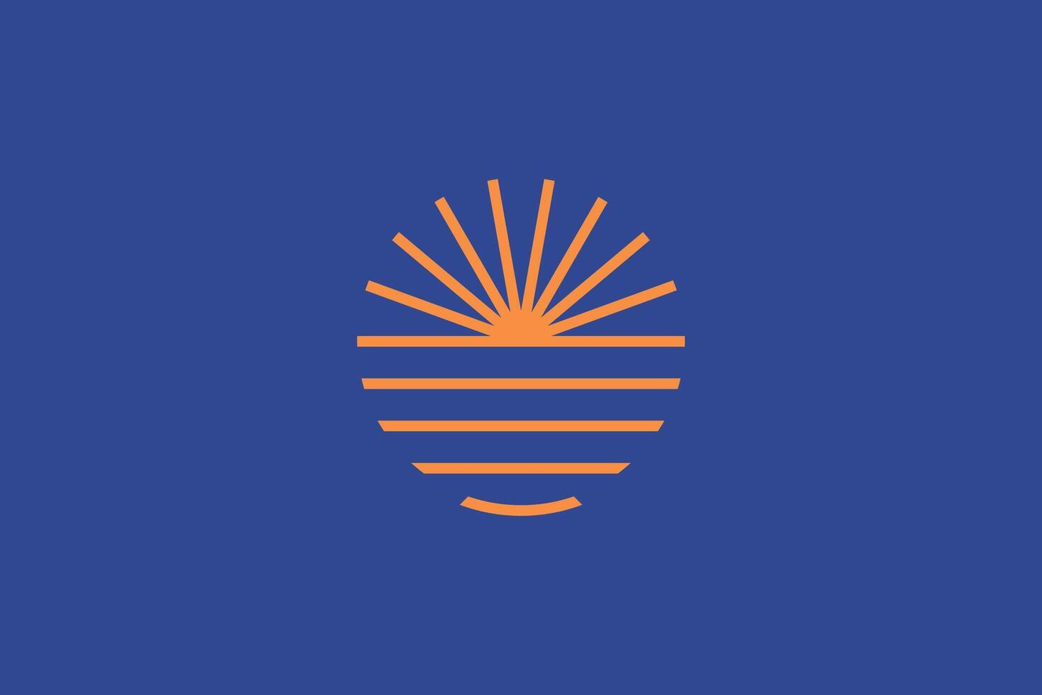 Dawn Logo Badge Sunrise and Morning Icon with Circle Shape Nature Farm Beach Landscaped Illustration vector