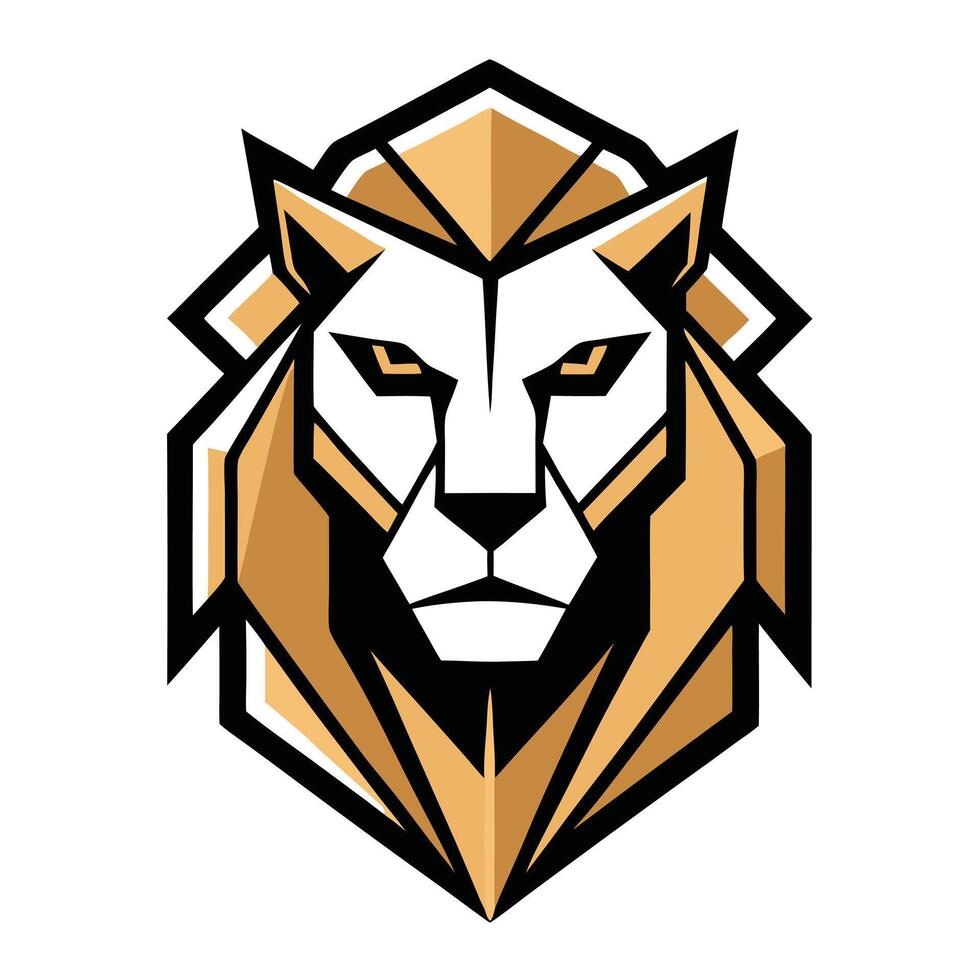 Majestic Geometric Lion Head Illustration - A Modern Artistic Representation of Wildlife Strength and Royalty vector