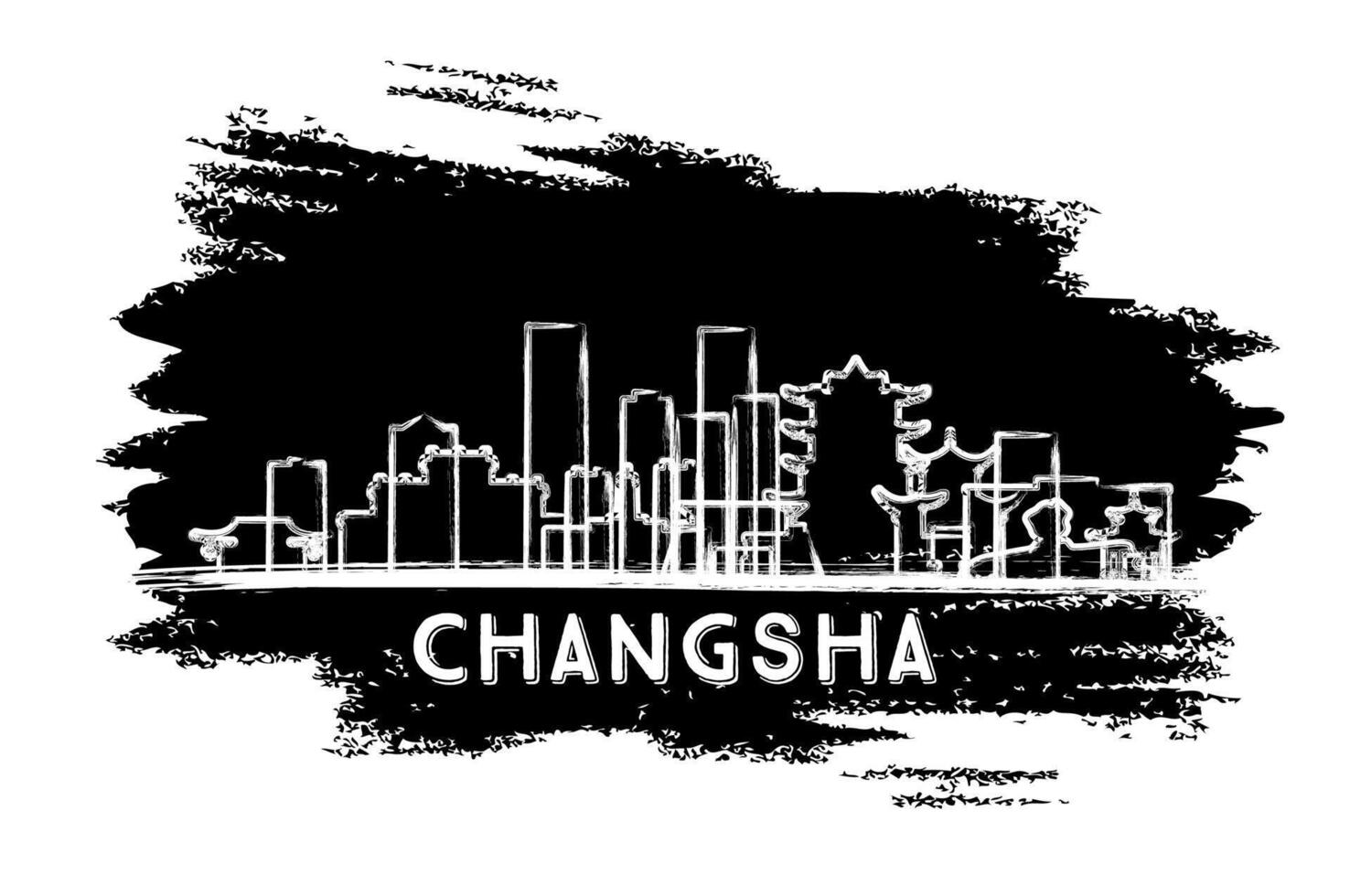 Changsha China City Skyline Silhouette. Hand Drawn Sketch. Business Travel and Tourism Concept with Modern Architecture. Changsha Cityscape with Landmarks. vector