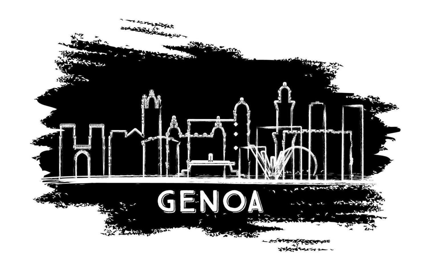Genoa Italy City Skyline Silhouette. Hand Drawn Sketch. Business Travel and Tourism Concept with Modern Architecture. Genoa Cityscape with Landmarks. vector