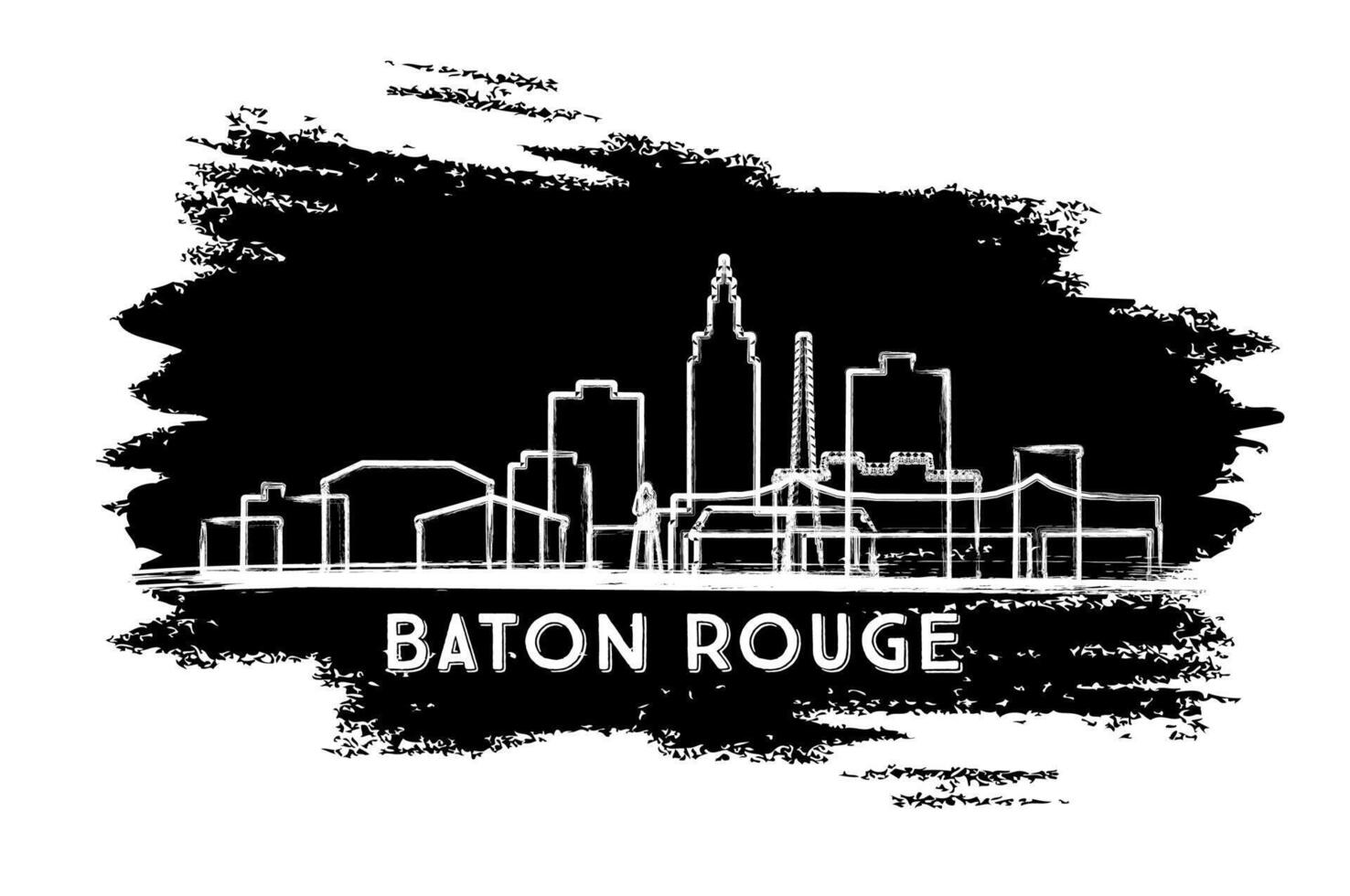 Baton Rouge Louisiana City Skyline Silhouette. Hand Drawn Sketch. Business Travel and Tourism Concept with Modern Architecture. Cityscape with Landmarks. vector