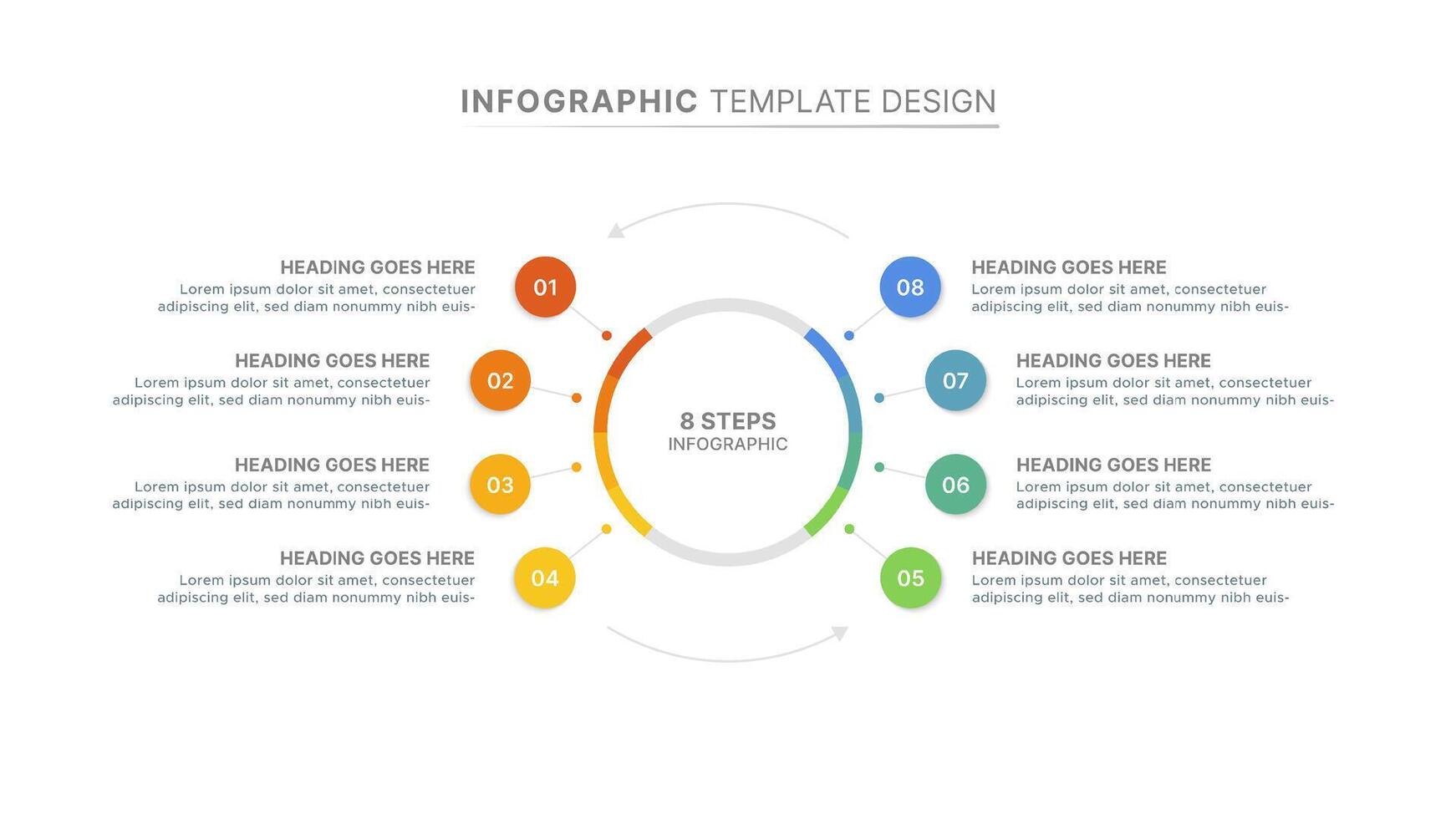 Modern Circular Cycle Infographic Design Template with 8 Stages vector