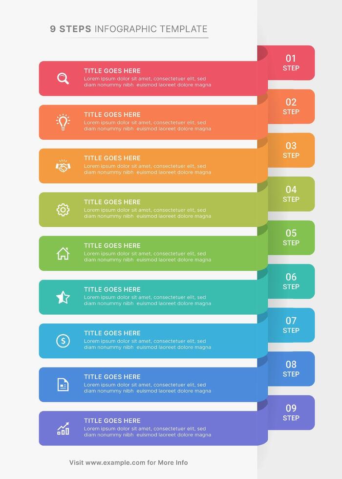 Simple List Business Infographic Design Template with 9 Items vector