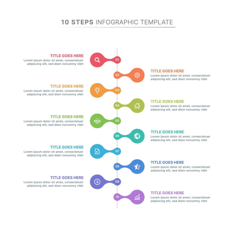 Timeline Infographic Design Template with 10 Time Periods vector