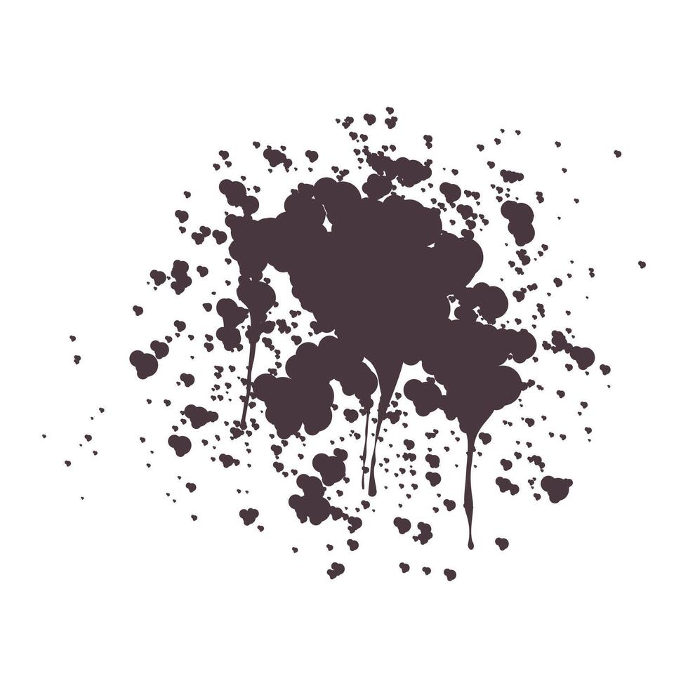 Black Paint Splatter Isolated on White Background. Ink Splash with Drops Blots, Artistic. vector